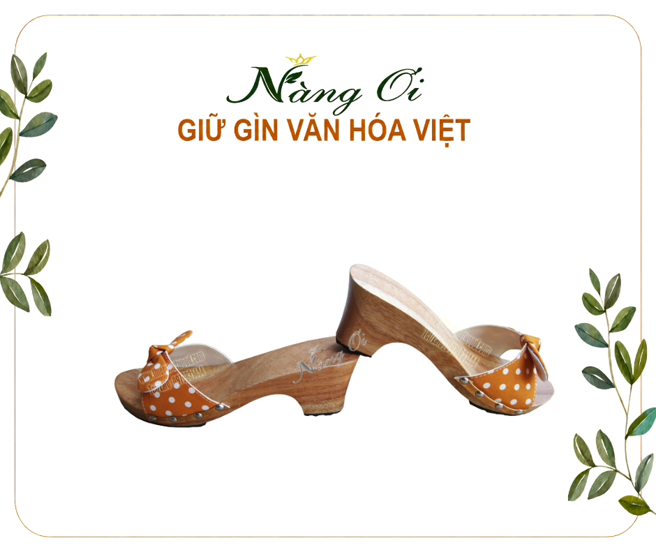 guốc gỗ cao 7cm gót vuông không sợ bị té
